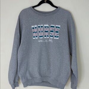 Gray Crewneck Sweatshirt with Stylized Chest Design